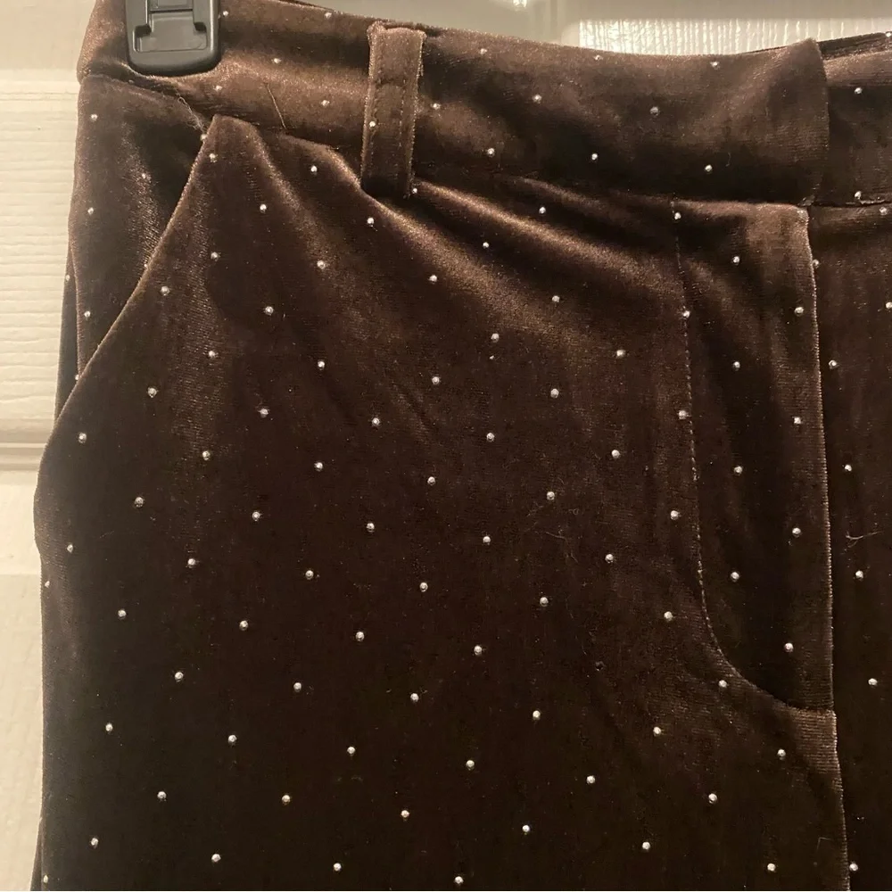Skies Are Blue Brown Rhinestone Velvet Blazer & Pant Set - Picture 14 of 16